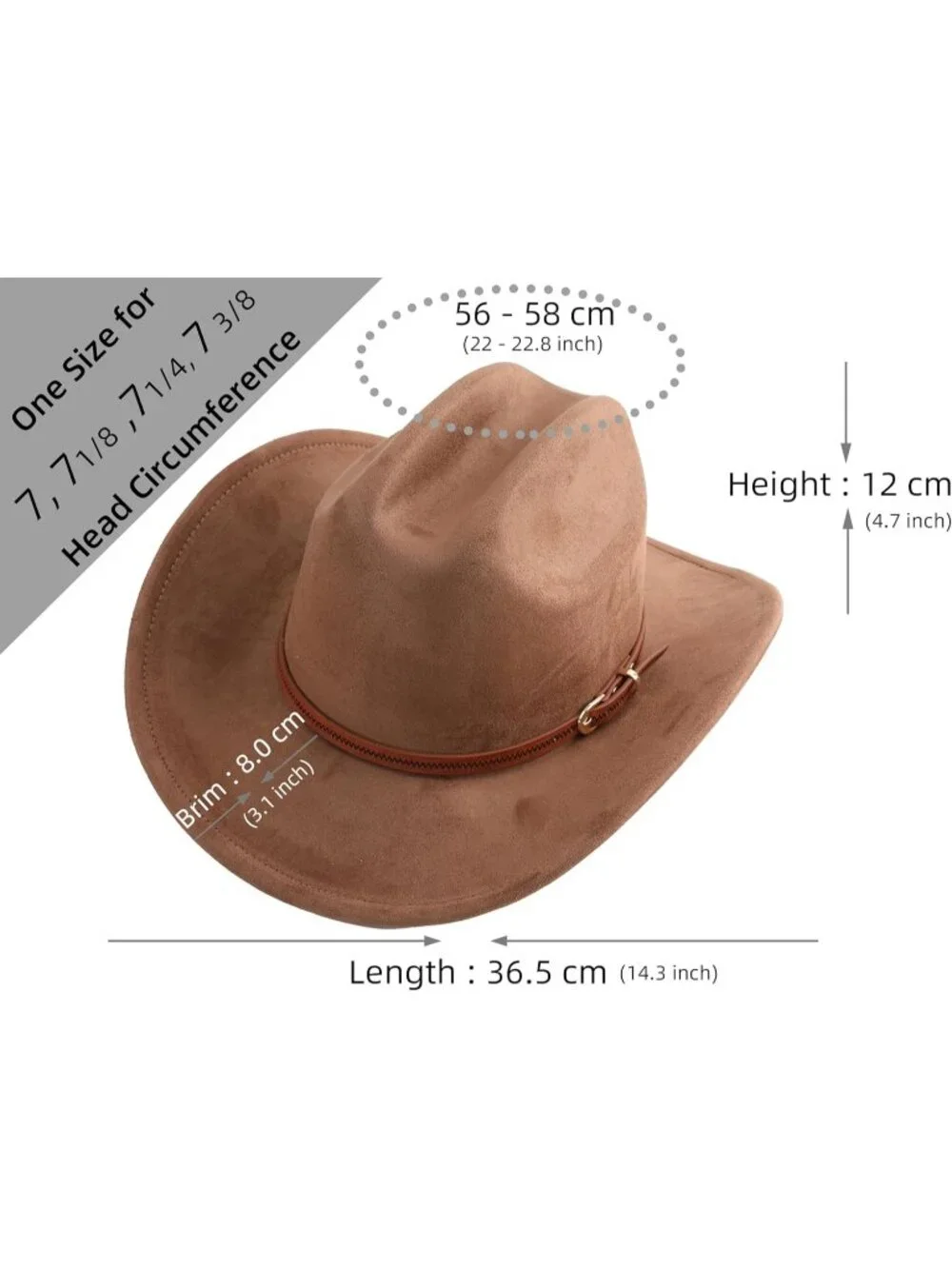 Men's Coffee Faux Suede Wide Brim Western Cowgirl Cowboy Hat